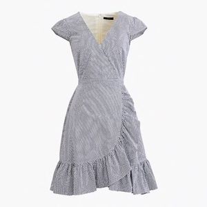 J.Crew Faux-wrap dress in gingham cotton poplin